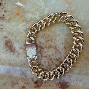 Men women unisex New Cuban Gold plated chain bracelet with diamond clasp 8” 25